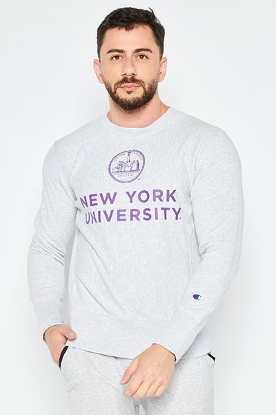 Champion Men Sportswear Fit Round Neck Long Sleeve Outdoor Sweatshirt, Grey