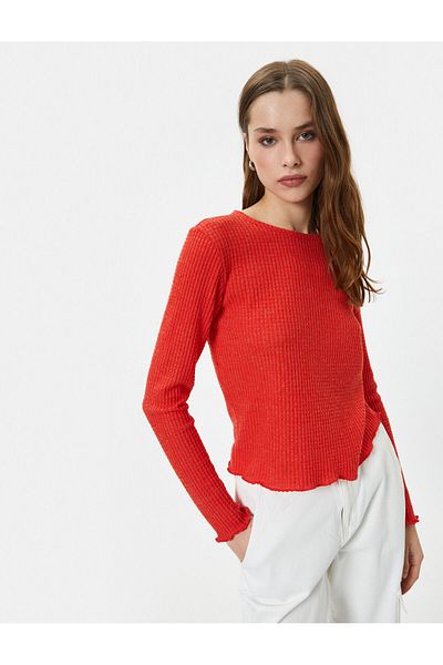 Koton Long Sleeve T-Shirt Crew Neck Textured