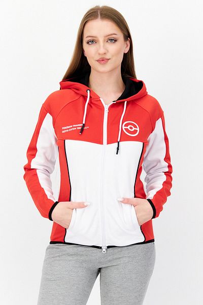 Pokemon Women Sportswear Fit Long Sleeves Technical Trainer Sweatshirt, Red