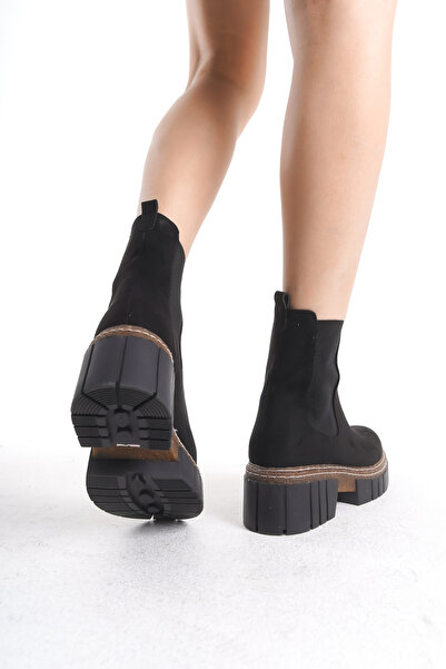 Solo Bag Kadın Siyah Düz Süet Lastikli Günlük Bot