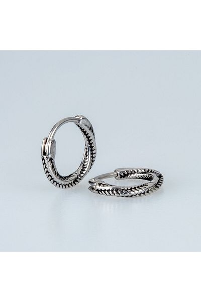 MITH SB TAKI Unisex Steel Gothic Hoop Earrings - 1 Pair