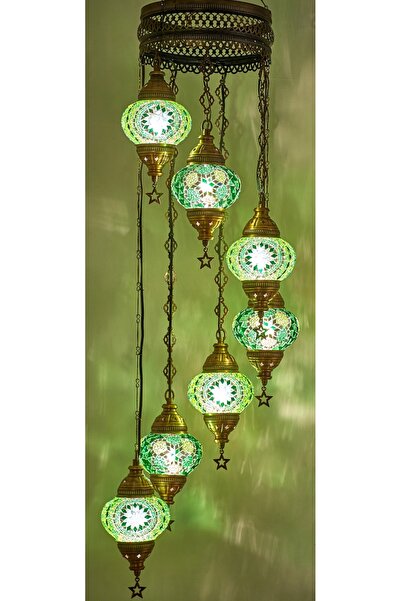 Demmex 7'li Dekoratif Sarkıt Avize Mozaik Tavan Lambası Armatür Otantik Lamba...