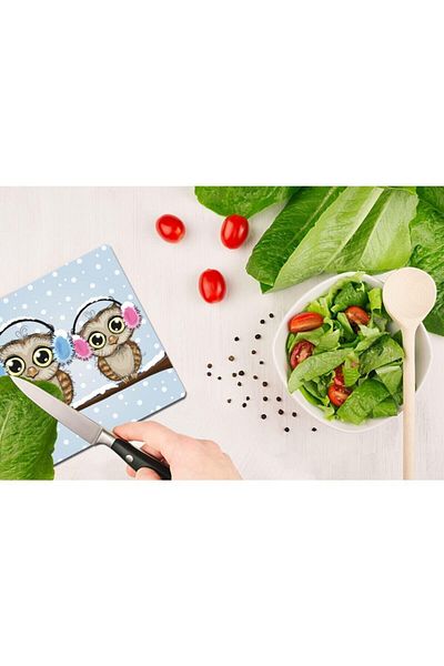 Saban 30X40 cm Double Owl Glass Cutting Board