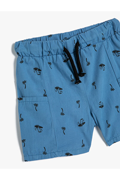 Koton Chino Şort Cepli Dinozor Baskılı Pamuklu