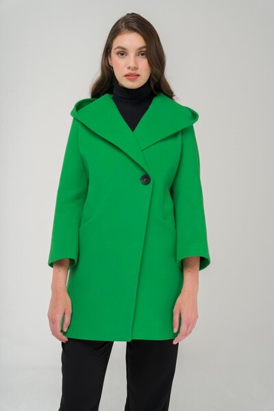 Olcay Пальто з капюшоном і зав'язкою на талії пальто OPEN GREEN 3359