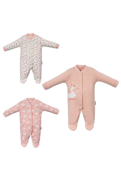 Lolons Swan Printed Baby Girl Single Size Booties Triple Jumpsuit