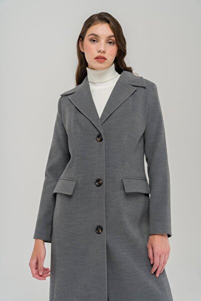 Olcay Dlouhý kabát s jednodílnou kapsou s límečkem 3918