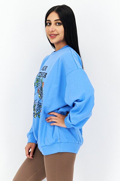 Levi's Women Crew Neck Graphics Print Sweatshirt, Blue