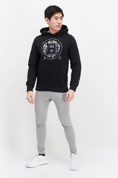 NHL Men Sportswear Fit Long Sleeve Training Hooded Sweatshirt, Black Combo