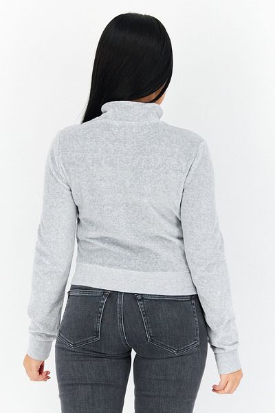 Juicy Couture Women Mock Neck Long Sleeves Heather Sweatshirt, Grey Heather