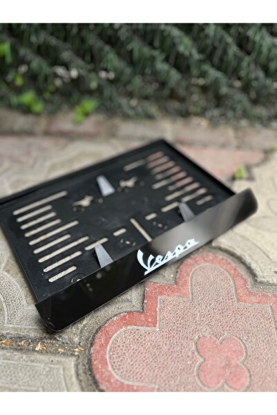 Barcode Works Vespa uyumlu Motorsiklet Plakalık Siyah Zemin 3MM Pleksi
