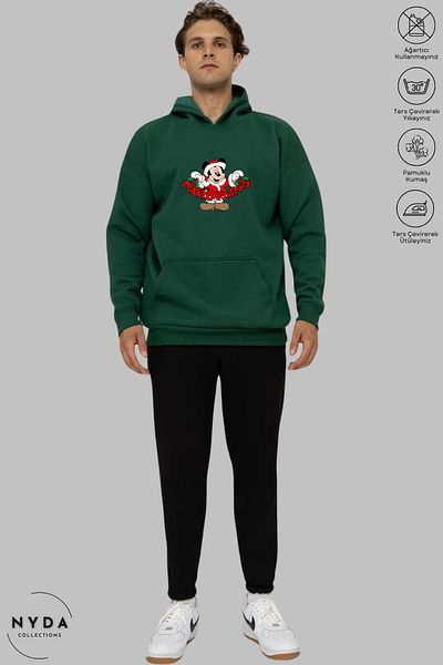 Nyda Collections Unisex Καλά Χριστούγεννα Πρωτοχρονιά με στάμπα με κουκούλα με κουκούλα