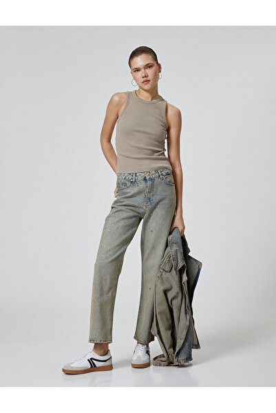 Koton 4sal40220md Дамски дънкови панталони Green Cast