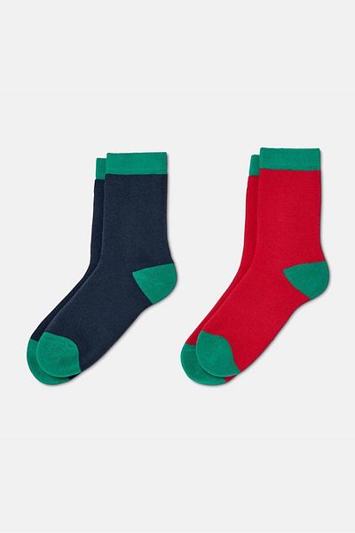 Tchibo Kid Boys 2 Pairs Organic Cotton Socks, Red and Navy