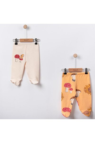 Lolons Mushroom Themed Baby Girl Double Booties Bottom Cream