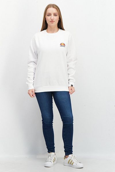 Ellesse Women Crew Neck Long Sleeve Brand Logo Sweatshirts, White