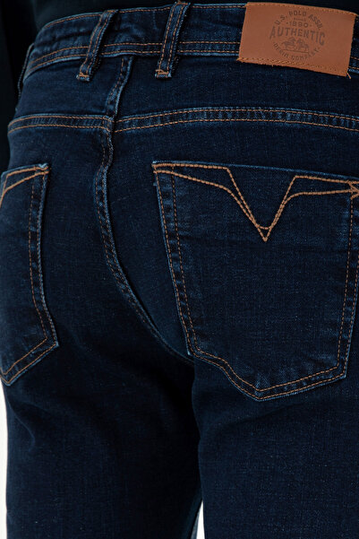 U.S. Polo Assn. U.S. POLO ASSN. ERKEK DOKUMA SLİM FİT LACİVERT KOT PANTOLON