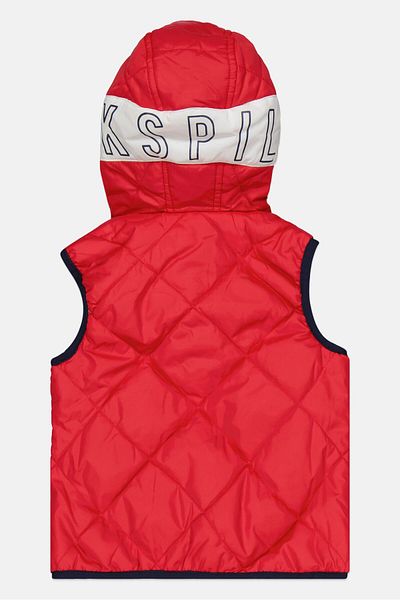 IKKS Toddler Boy Hooded Brand Logo Puffer Jacket, Red Combo