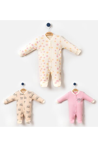 Lolons بدلة أطفال بناتية بتصميم النمر والنقاط مع أربطة ثلاثية باللون الوردي