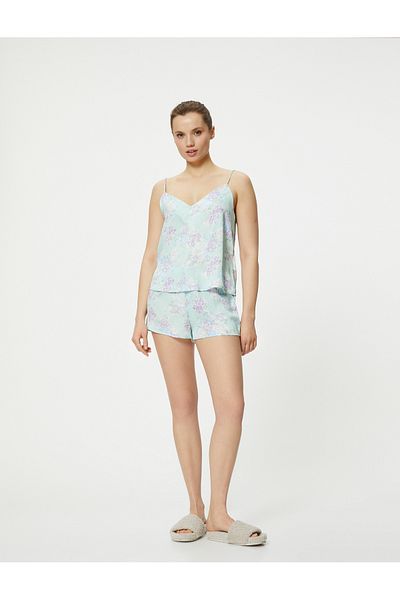 Koton Geblümte Pyjamahose, Shorts, normale elastische Taille