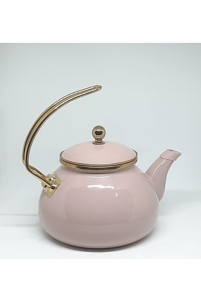 Avşar Vintage Enamel Kettle with Pink Steel Handle - Evim Teapot