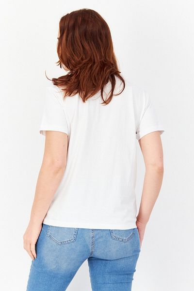 Nautica Women Crew Neck Short Sleeve Printed T-shirt, White Combo