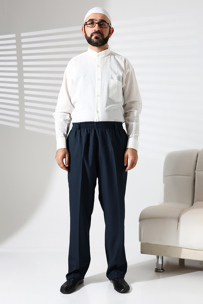 ihvan online Мъжки зимен панталон шалвар от вълнен ефект с ластик на талията и джоб - зелен (ISR)