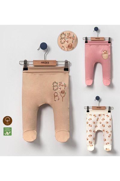 Lolons Apple and Sparrow Printed Baby Girl Triple Booties Bottom Baby Booties