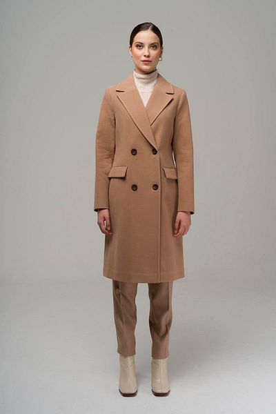 Olcay Dvouřadý kabát Kamel – kapsa na klopě, model 3939
