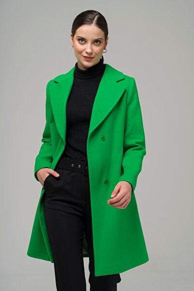 Olcay Двуредно палто със закопчаване СВЕТЛО ЗЕЛЕНО 3957