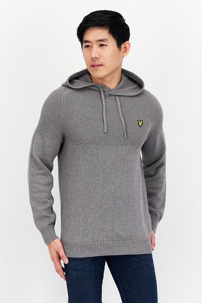 Lyle & Scott Men Long Sleeve Embroidered Logo Hoodie, Mid Grey Marl