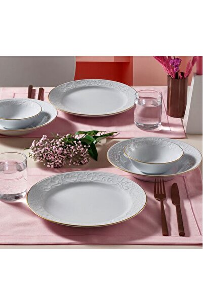 Mask طبق كيك من البورسلين المذهّب 6 قطع 20 سم