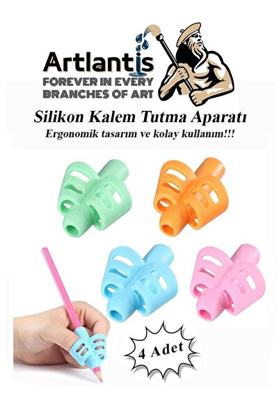 Artlantis Kalem Tutma Aparatı Pastel Renkler 4 lü 1 Paket Silikon Kolay Tutma...