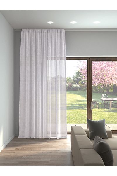 Perle White Color Linen Look Plain Tulle Curtain Does Not Want Ironing