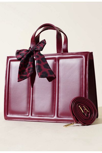 ÇANTA Rectangular Patent Leather Bag with Scarf