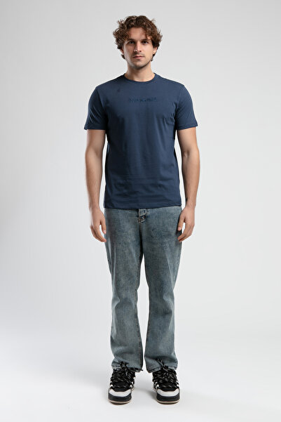 ECKO UNLTD Empire Navy Blue Crew Neck Embroidered Standard Fit Men's Tshirt