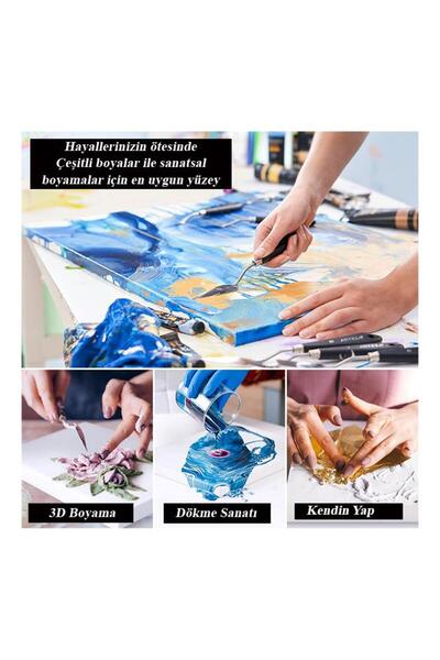 Artlantis Yuvarlak Tuval 40x40 cm 1 Adet Arkadan Zımbalı Astarlı Resim Tuvali Akrilik Boya Yağlı Boya