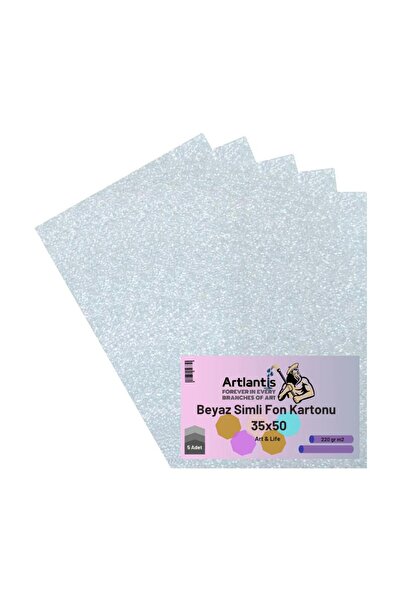 Artlantis Beyaz Simli Karton 35x50 5 Adet Simli Karton Beyaz 5 Adet 35*50