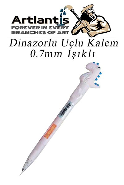 Artlantis Işıklı Dinazor Uçlu Kalem 0.7 1 Adet Dinazor Başlıklı Versatil Kale...