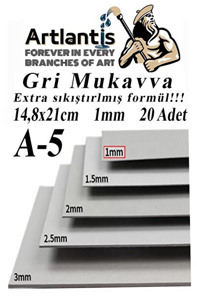 Artlantis A5 Mukavva Gri 1.0mm 20 Adet 1 Paket 14,8x21 cm A-5 Mukavva 1,0 mm ...