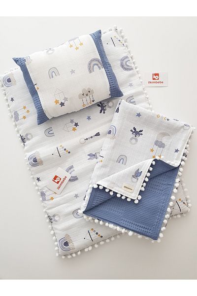 ilkimbebe Baby Diaper Set with Blanket - Cushion, Muslin, Newborn, Crib and Baby Products