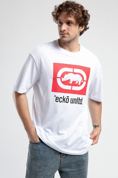 ECKO UNLTD Ithaca White Crew Neck Embroidered Oversize Men's Tshirt