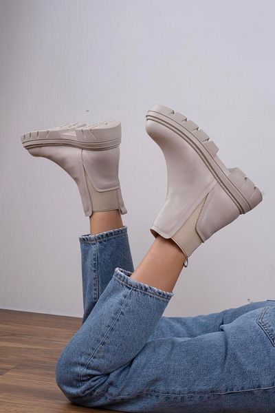 sovrana Beige Rubber Detailed Boots