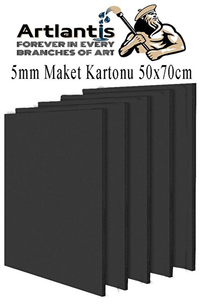 Artlantis Maket Kartonu Siyah Fotoblok 5 mm 50x70 cm 5 Adet Hobi Sanat Okul Köpüklü Straforlu Maket Kartonu