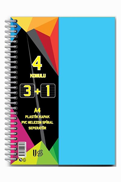 Artlantis 4 subiecte, 100 de foi, copertă din plastic cu spirală - Caiet cu 3...