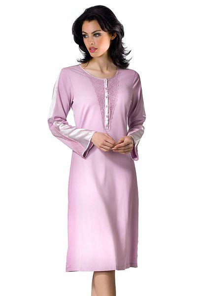 Doremi Long Sleeve Comfortable Combed Nightgown