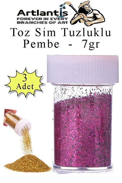 Artlantis Pudră roz cu sclipici Salty 7 gr 3 bucăți Pudră colorată cu sclipic...