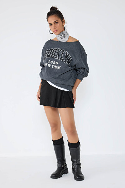 No Matter What Cotton Brooklyn Written Relaxed Fit Sweatshirt