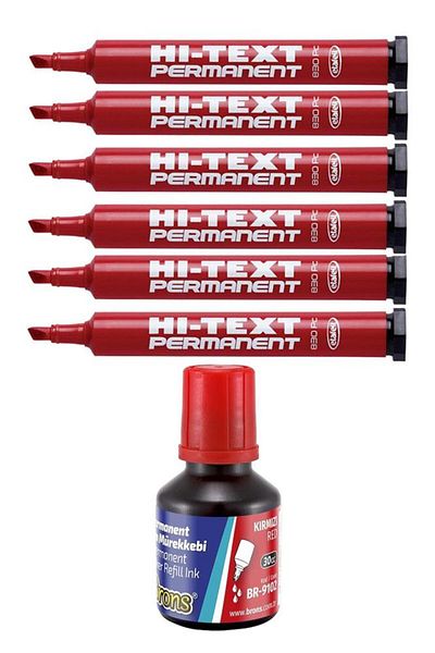 Artlantis Red Cut Tip Marker Permanent Pen 6 Pieces Hi-Text Marker Ink Red 30 Ml 1 Piece Brons