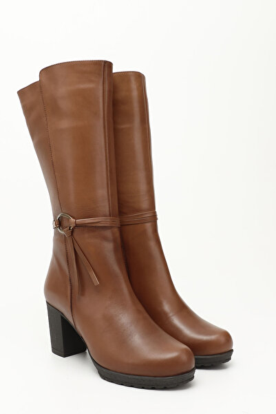 GÖNDERİ(R) Dámské/dívčí opálené starožitné kozačky na zip na silném podpatku z pravé kůže